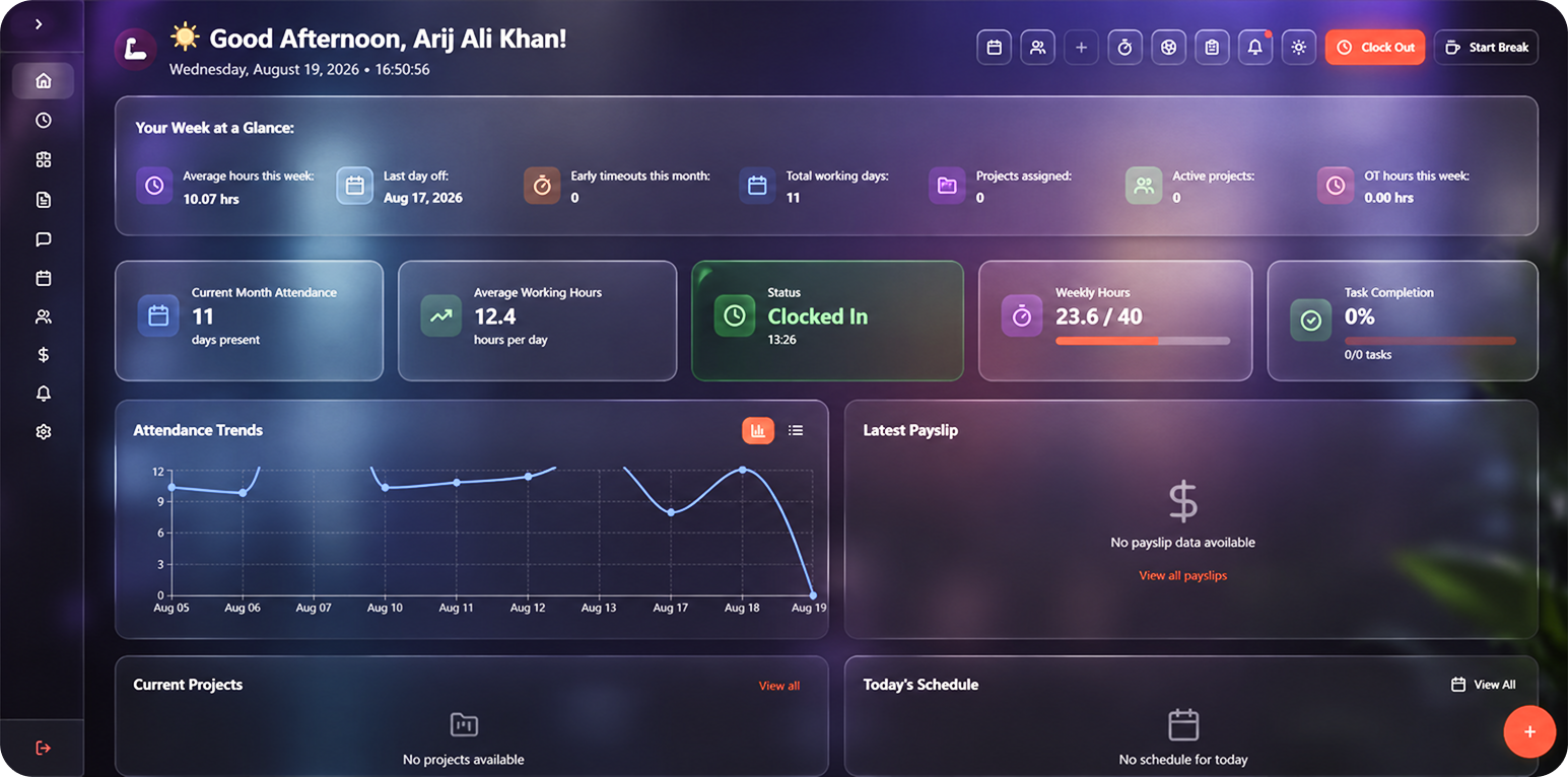 Now HRMS workspace dashboard preview