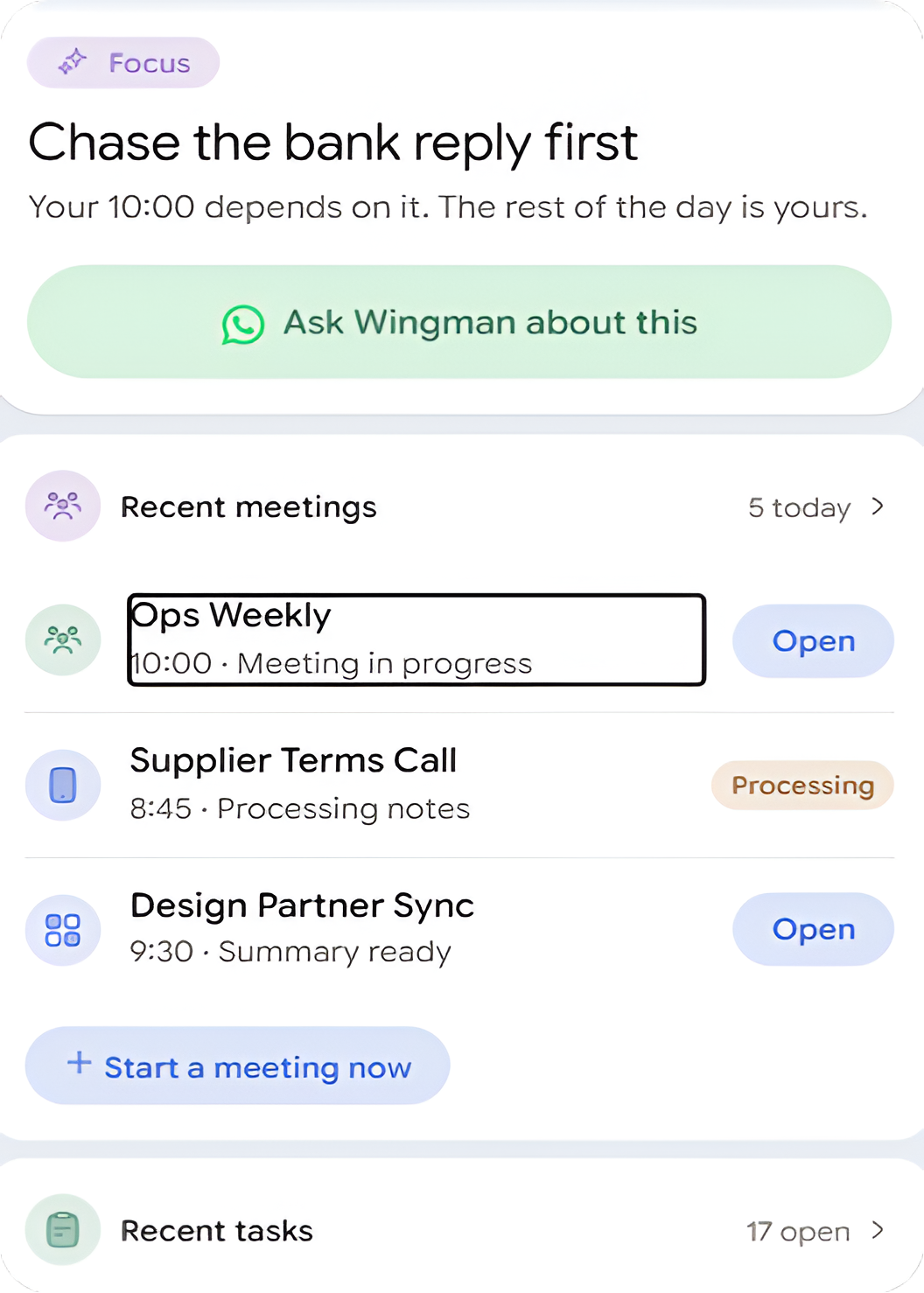 Focus and meetings
